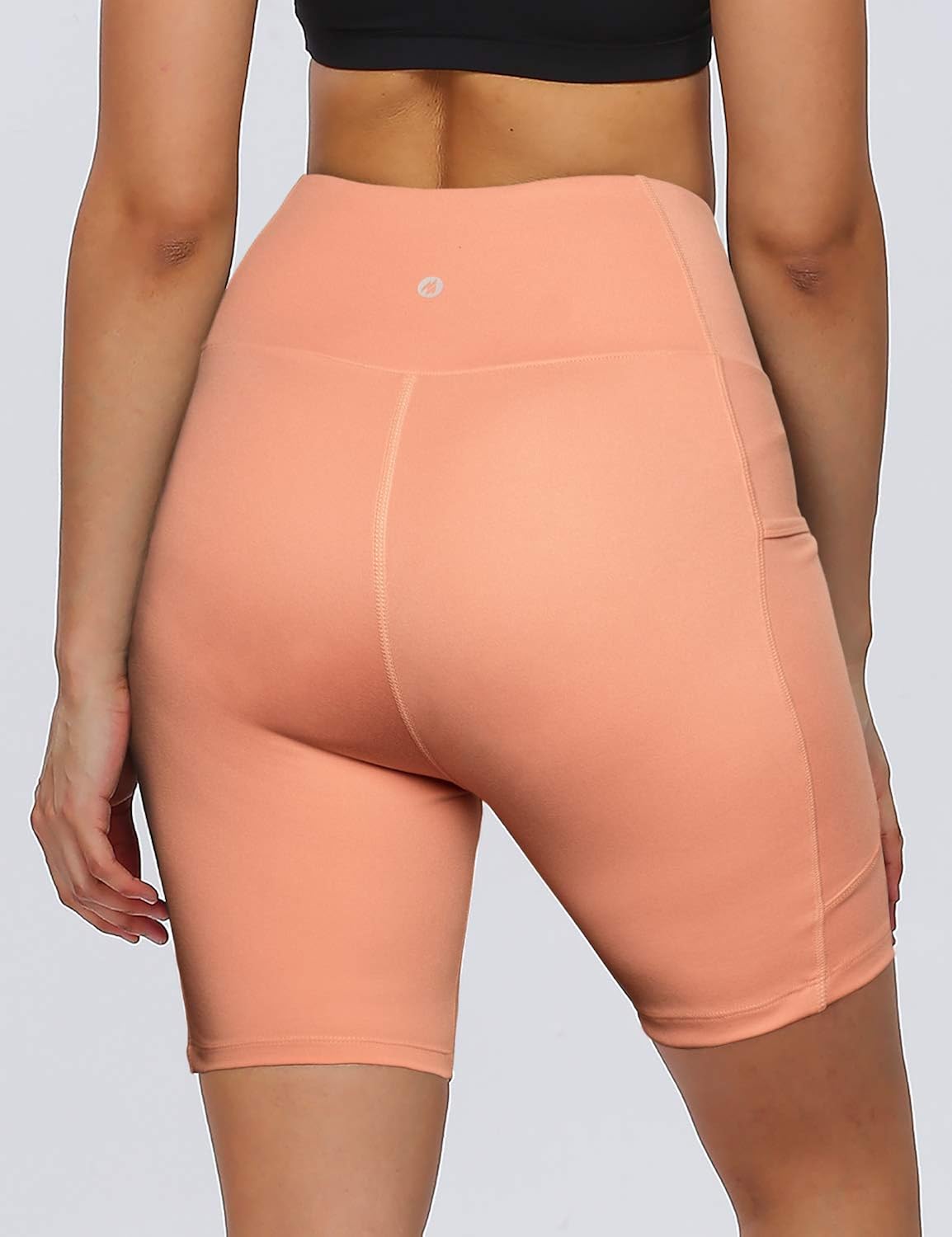 MOVE BEYOND Buttery Soft Women's 8'' High Waist Workout Yoga Shorts with Side Pockets Non See-Through Running Athletic Shorts: Clothing