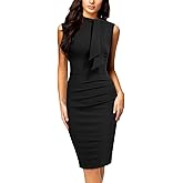 Miusol Women's Retro 1950s Style Half Collar Ruffle Cocktail Pencil Dress