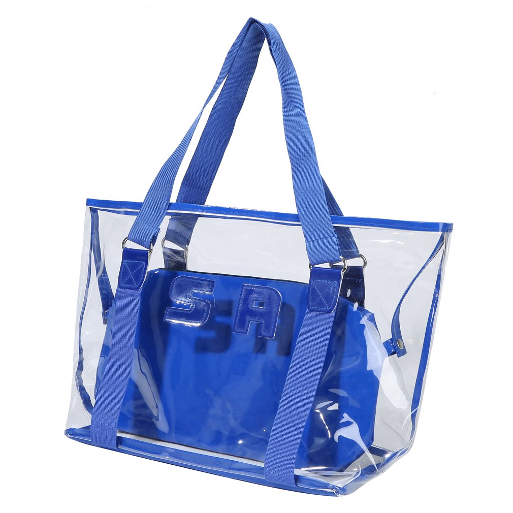 Sumerk 2 in 1 Large Clear PVC beach bag, Waterproof Beach Shoulder Bag Tote Bags - Orange