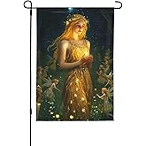 Fairy Garden Flag Vertical Double Sided Outdoor Yard Flags 12.5x18 Inch Burlap Banners Vertical Double Sided for Outdoor Decor Lawn