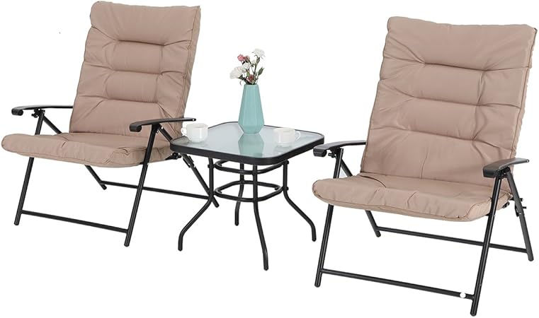 Amazon Com Phi Villa Patio Padded Folding Chair 3 Pcs Outdoor