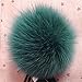 Dikoaina Faux Fox Fur Pom Pom Keychain Bag Purse Charm Gold Ring Fluffy Fur Ball (Dark Green)