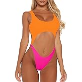Sovoyontee Women's Sexy One Piece Swimsuits Cheeky Thong Bikini Bathing Suit