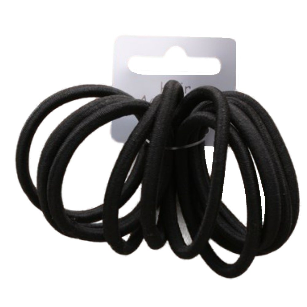 Set of 10 Black Thick Snag Free Endless Hair Elastics Bobbles Hair Bands