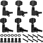 Flexzion Guitar Tuning Pegs, 3x3 Chrome 6-Piece Set, Acoustic/Electric | Replacement Machine Heads with Zinc Alloy Construction; Includes 3 Left and 3 Right Tuning Keys for Compatible 3X3 Headstocks