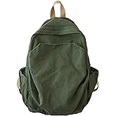 CBDAO Women's canvas bag, men's and women's large capacity leisure backpack, men's and women's travel backpack (Green,One Size)