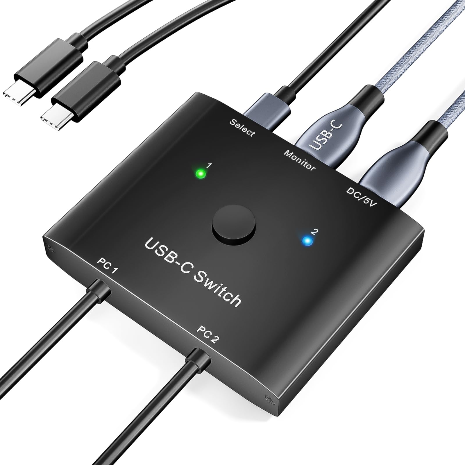 Photo 1 of KCEVE USB C Switch 2 in 1 Out, USB Type C KVM Switch 2 Computers 1 Monitor, 8K@60Hz / 4K@120Hz / 20Gbps/ USB 3.1 Gen 2 / 100W PD/Compatible with Thunderbolt Devices/Wired Remote, 1 USB-C Cable