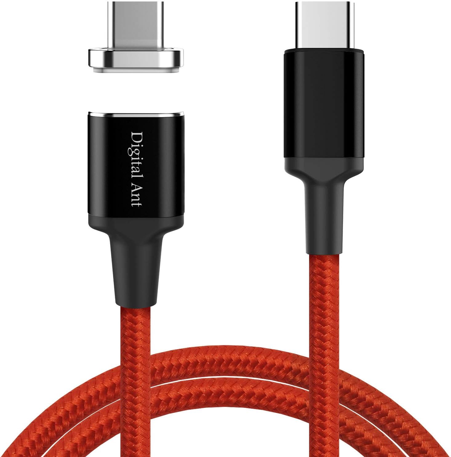 Digital Ant 6 Ft Magnetic USB-C to USB-C Charging/Data Sync Cable Rated Power 100W(5A20V) Magnetic USB C Cable with PD Protocol Compatible with USB C Laptop and/or Mobile Devices (6ft-Red)