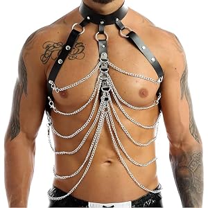 DYUANLC Men's Adjustable Leather Body Chest Harness Belt Mens leather harness Men's sexy costumes Mens harness Nightclub Cosp