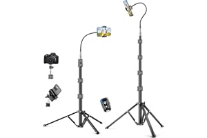 VICTIV 88" Tall Tripod for iPhone, Flexible Phone Tripod Stand with Gooseneck & Remote, Stable Cellphone Tripod for Recording, Floor Tripod for Cell Phone, Compatible with iPhone Android/Camera