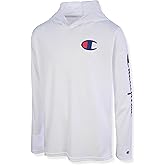 Champion Boys Long Sleeve Hooded Tee Shirt Lightweight Tech Fabric Athletic T-Shirt for Kids