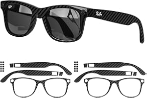 Black Frame Stickers for Meta Ray-Ban Wayfarer - Enhance Style and Privacy (Carbon Fiber, 53-22)