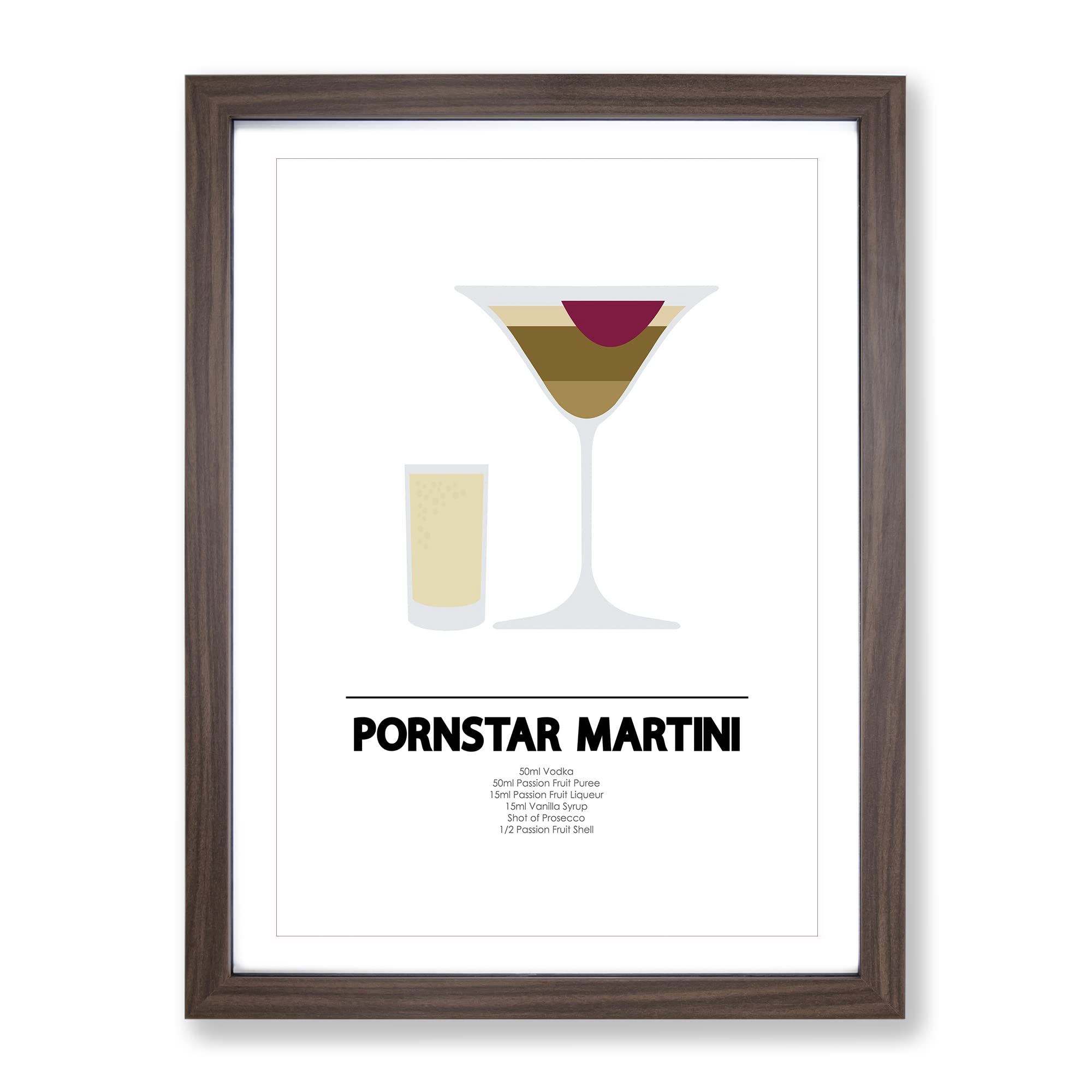 Pornstar Martini Modern Framed Wall Art Print, Ready to Hang Picture for Living Room Bedroom Home Office Décor, Walnut A4 (34 x 25 cm)