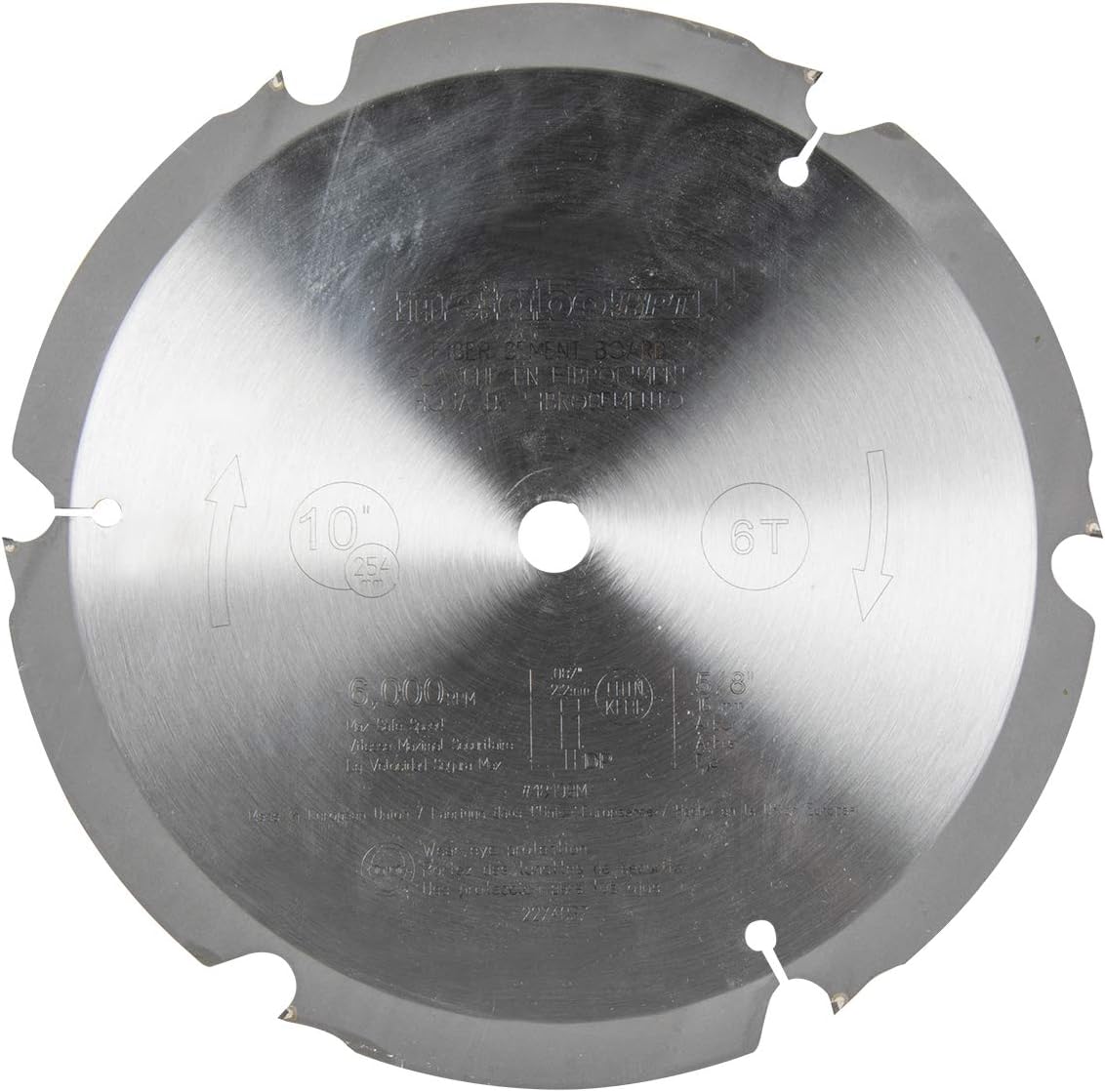 Metabo HPT Miter Saw/Table Saw Blade, 10-Inch, Fiber Cement Blade, 6-Tooth, Polycrystalline Diamond Tips (18108M)