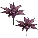 Ttranewsoo Fake Plants Artificial Agave Plants Indoor，UV Resistant Fake Agave Planters Outdoor Decorating Artificial Plants for Outdoors Decor Agave (2Pack,12.6'Purple) Spring Decorations for Home