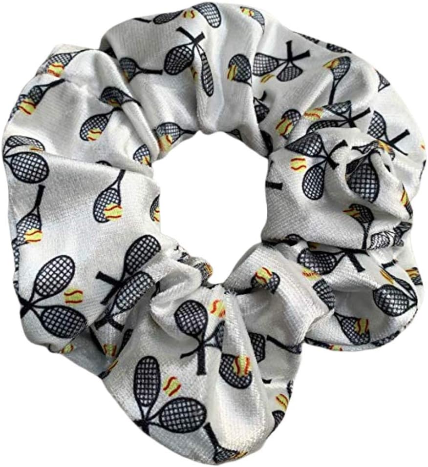 Girls Premium Velvet Tennis Hair Scrunchies - Racket No Crease Scrunchies for Tennis Players and Teens