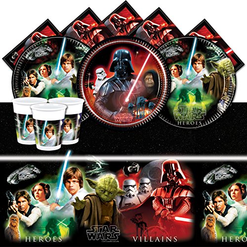 Classic Disney Star Wars Heroes Villains Birthday Party Tableware Pack For 16