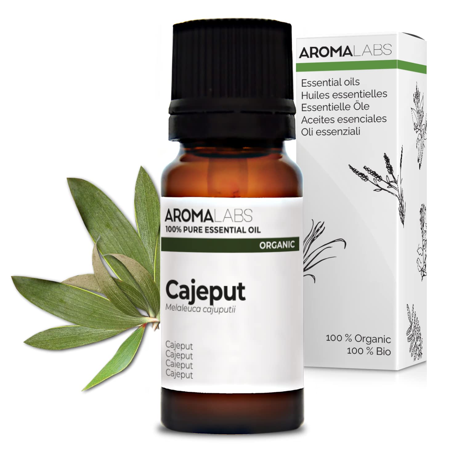 BIO - Cajeput Essential Oil - 10mL - 100% Pure, Natural, Chemotyped and AB Certified - AROMA LABS (French Brand)