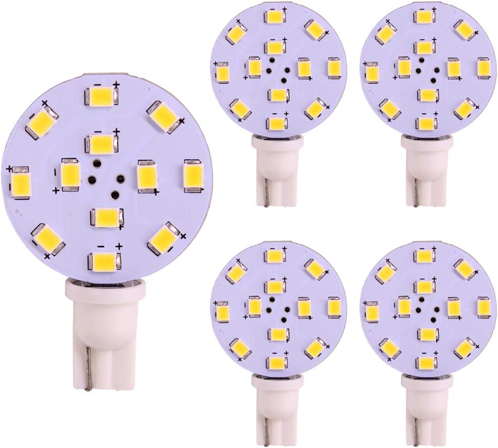 194 168 LED Bulb, 921 912 W5W T10 Wedge LED Bulb for Car Interior Side Marker Door Courtesy License Plate Trunk Light 12V White (5 Pack)