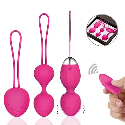 Liebeskugeln Vibration Bulletvibratoren mit Fernbedienung,Silikon Liebeskugeln Beckenbodentrainer für Frauen 3er Set Kegel Ba
