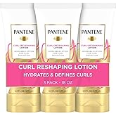 Pantene Pro-V Curl Cream Hair Lotion, Moisturizing Curl Defining Cream, Anti Frizz for Wavy or Curly Hair, with Vitamin B5, Pack of 3, 18 oz Total