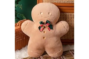 KAOBIO Christmas Plush Throw Pillow - Cute Christmas Tree Snowman Reindeer Hugging Pillow Home Sofa Chair Couch Holiday Party Decoration New Year Ornament Xmas Gift (Gingerbread,One Size)