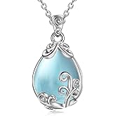POPLYKE Sterling Silver Gemstone Teardrop Pendant Necklace Crystal Jewelry for Women