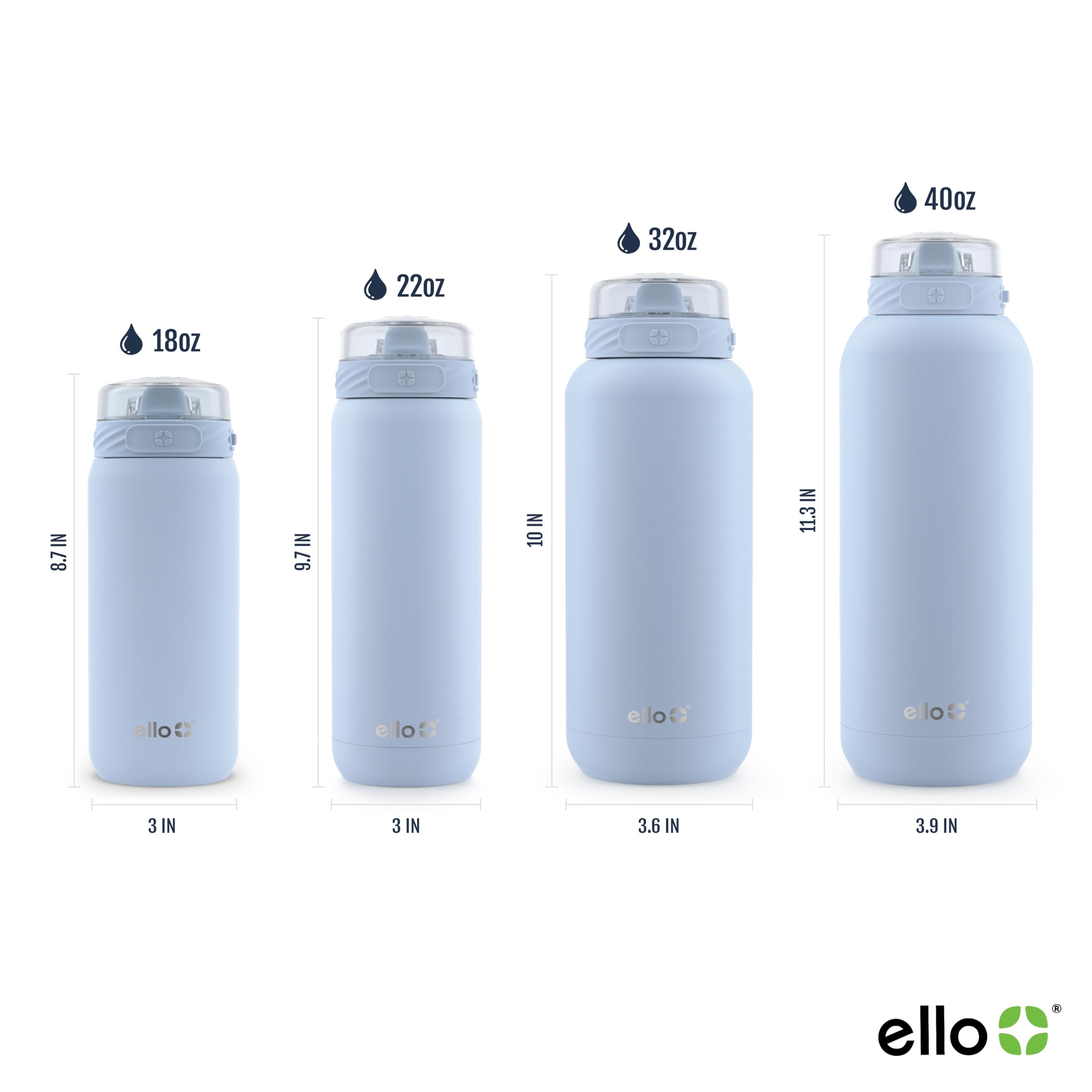 Ello Cooper 18oz Kids Stainless Steel Water Bottle with Straw and Carry Handle, Double Walled and Vacuum Insulated Metal, Leak Proof Locking Lid with Soft Silicone Spout, BPA Free, Halogen Blue