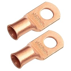 SELTERM 2pcs 1 AWG 3/8" Stud (Wide Pad) Copper Wire