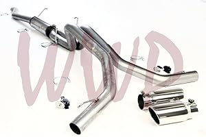 MVP AUTO PARTS Performance Stainless Steel SS409 Dual 3.50" Cat Back Exhaust Muffler System Kit Polished Tips Compatible With 2006-2008 Dodge Ram 1500 5.7L Hemi V8 Pickup Truck