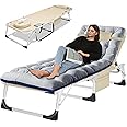 LILYPELLE Portable Folding Camping Cot, Adjustable 5-Position Face Down Folding Chaise Lounge Chairs, Outdoor Portable Folding Bed Sleeping Cot for Camping, Pool, Beach, Patio