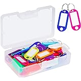 Cuttte 50 Pack Plastic Key Tags with Container, Key Labels with Ring and Label Window, 10 Colors