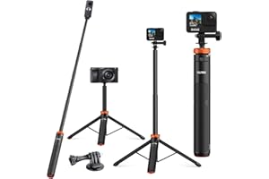 OSZNMMG UURig Extendable Selfie Stick Tripod for Gopro Hero 10/9/8/7/6/5 Black/Gopro Max DJI Osmo Action,Insta 360 AKASO Action and More Action Camera (T3)