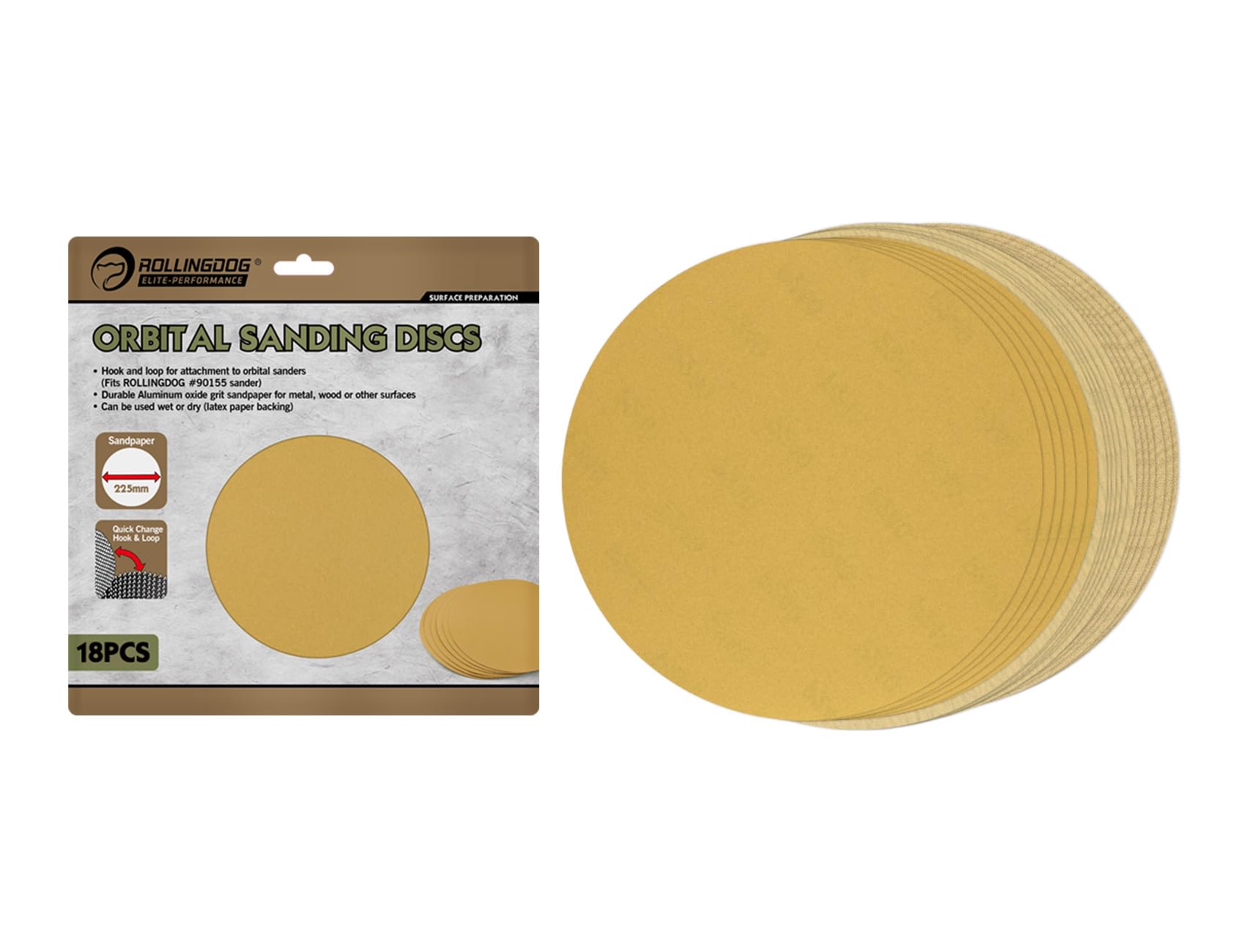 ROLLINGDOG Sandpaper Sheets - 18PC (80,120,240 GRIT) Hook&Loop Sanderpaper for Wood Metal or Other Surfaces(for ROLLINGDOG Corner Sander),9 Inch