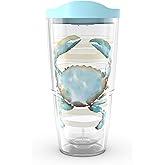 Tervis Sara Berrenson - Atlantica Collection Made in USA Double Walled Insulated Tumbler Travel Cup Keeps Drinks Cold & Hot, 24oz, Crab