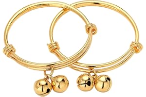 Ethlyn 18K Gold Plated Mini Size Boys Girls Bells Foot Baby Bangles Bracelets Anklets Birthday Christmas Gifts