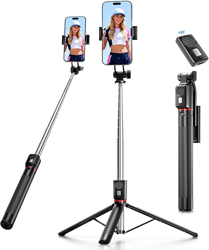 Selfie Stick & Hand -Stativ, 170cm Tragbares Stativ für Smartphone mit Drahtlos-Fernauslöser, Kompatibel mit iPhone/Android