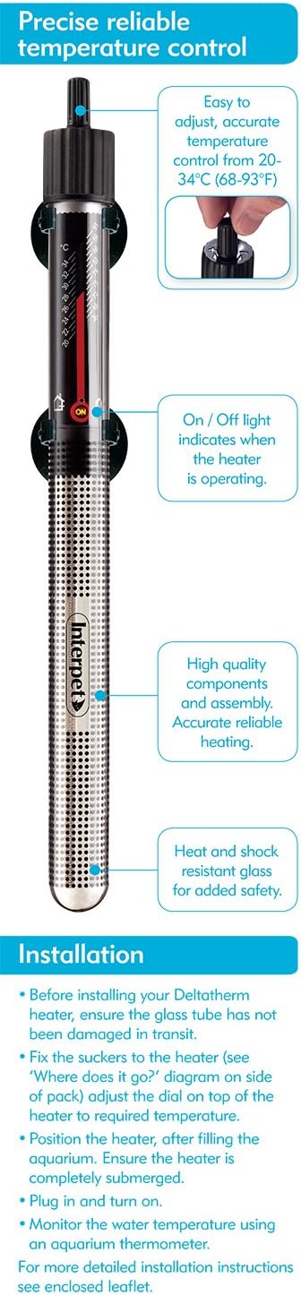 Interpet Deltatherm Aquarium Fish Tank Heater, Adjustable, for Tropical and Marine 150 W, for aquariums up to 135 litres, Black - Image 5