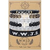 Pingyongchang W.W.J.D. Cross Bracelets Set for Women Men Boho Clay Glass Beaded Stackable Stretch Bracelets What Wound Jesus Do Bracelet Christian Religious Faith Jewelry Gift