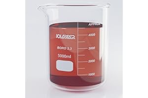 JOLABEAR 5000ml Durable Glass Beakers, 5L Laboratory Beaker with Printed Graduations, 3.3 Borosilicate, Low Form Design