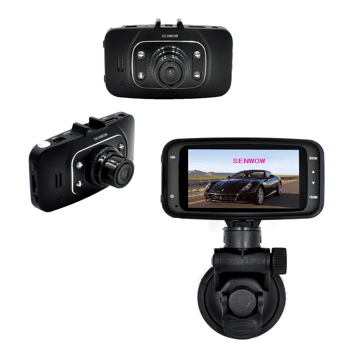 SENWOW Dash Cam (32GB Card Included) 1080P Full HD Car Camera 2.7” LCD Driving Video Dashboard DVR Built in G-Sensor, Loop Recording, Night Vision, Parking Monitor, Motion Detection, WDR, GS8000+32G