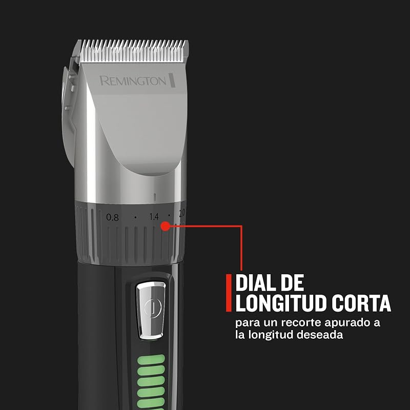 Máquina de cortar cabelo remington genius, máquina de cortar cabelo com e sem fio, lâminas de cerâmica, 10 pentes, seleção de corte precisa, autonomia de 50 min, indicador de carga led, pasta, preto - hc5811