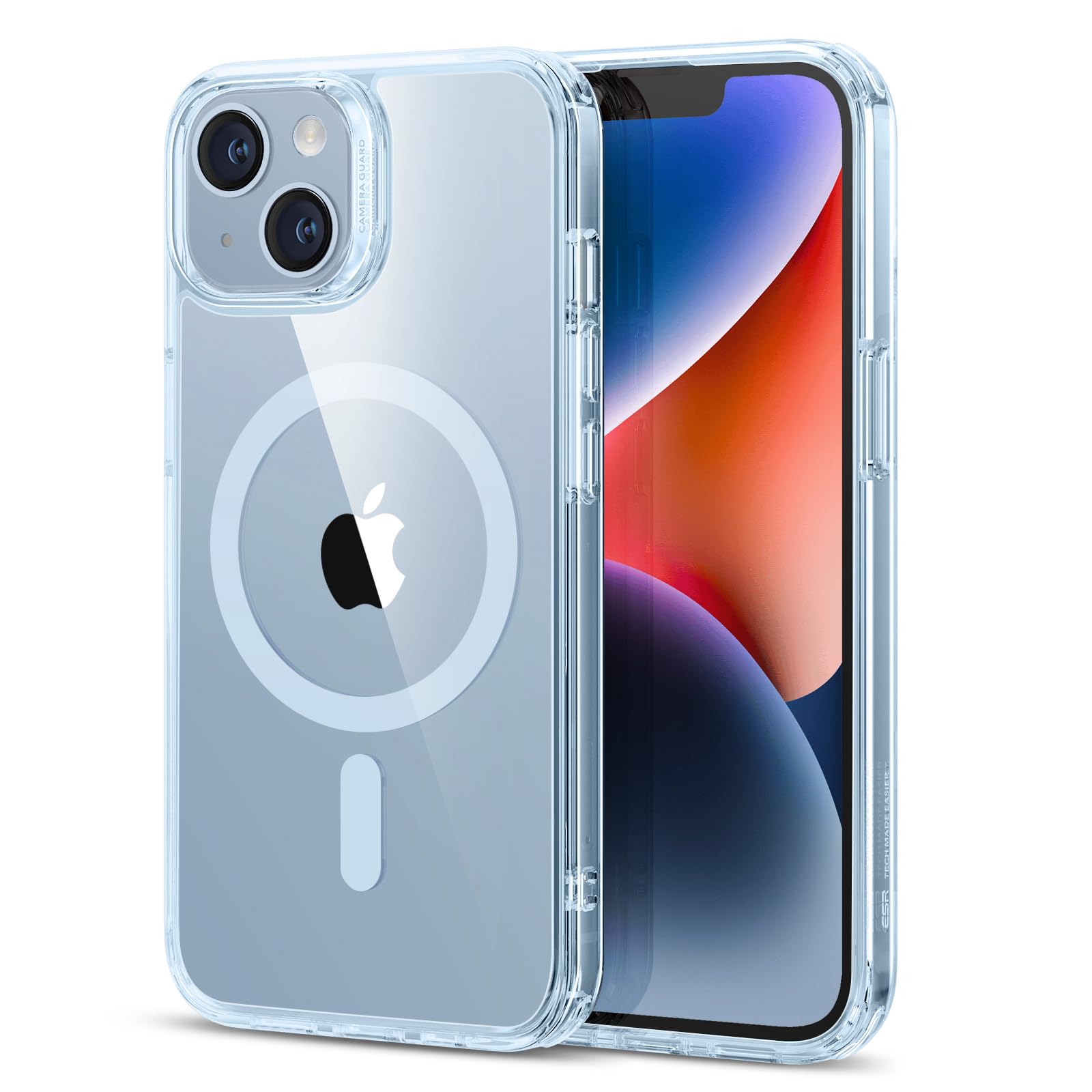 Photo 1 of ESR Classic Hybrid Case (HaloLock) - MagSafe Compatible, Shockproof Military-Grade Protection for iPhone 14/13, Clear Blue