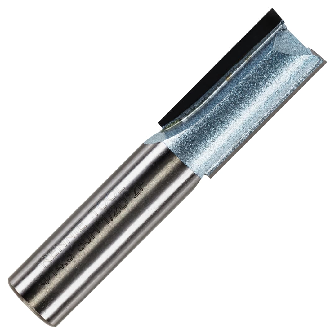 Rennie Tools - 14.3mm (9/16") Cutting Diameter x 30mm Flute x 1/2" Shank TCT Tipped 2 Flute Straight Router Cutter Bit. Compatible With Makita Trend Festool Hikoki Dewalt Router Etc. 14.3mm Router Bit