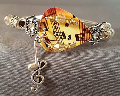 Guitar String Bracelet "Amber Music Notes"