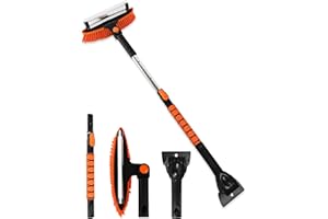 BFONS 41" Extendable Ice Scrapers for Car Windshield 2-in-1 Snow Brush for Car Snow Scraper for Car Snow Scraper and Drush with Ergonomic Foam Grip for Cars, Trucks, SUVs with 360� Pivoting Brush Head