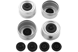 IFYKIM 4 PCS 2.44'' Trailer Hub Dust Cap Trailer Axle Grease Cap with 8 Rubber Plugs, Steel Wheel Bearing Dust Caps Fit for Most Standard 5200 to 6000 Pound Axles Boat Dexter EZ Lube Trailer Camper RV