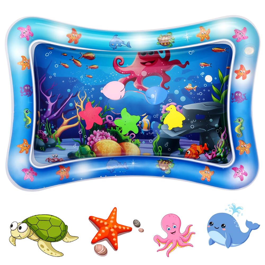 Aolso Tummy Time Mat, Inflatable Tummy Time Water Mat, Newborn Toys Play Mat Baby Playmat Sensory Toy, Baby Water Play Mat for Infants and Toddlers 3 Months and Above…