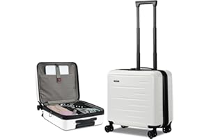 CENSIEN 16 Inch Carry On Luggage Airline Approved, Expandable Lightweight ABS+PC Hard Shell Suitcases with 360° Spinner Wheels, TSA Lock, YKK Zippers (White, 1 PC)