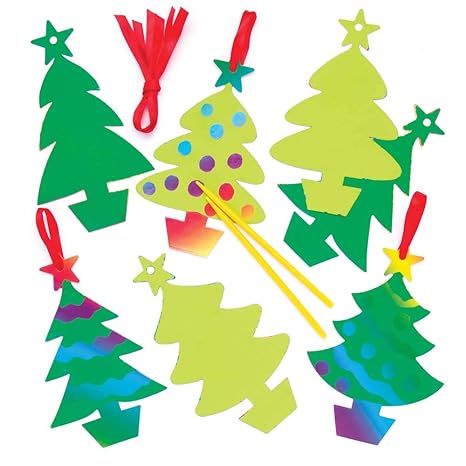 Lavoretti Di Natale Per Bambini Di 9 Anni.Baker Ross Decorazioni Scratch Art Albero Di Natale Confezione Da 10 Perfetti Per I Bambini Da Decorare E Personalizzare Amazon It Commercio Industria E Scienza